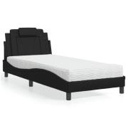 vidaXL Bed "Viana" with Mattress Black 90x190 cm Faux Leather