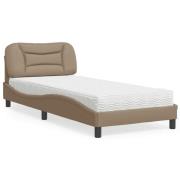 vidaXL Bed with Mattress "Hvar" Cappuccino 90x200 cm Faux Leather
