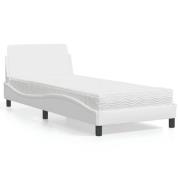 vidaXL Bed with Mattress "Dover" White 80x200 cm Faux Leather