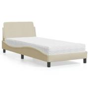vidaXL Bed with Mattress "Dover" Cream 90x190 cm Fabric