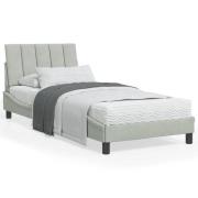 vidaXL Bed with Mattress "Hanko" Light Grey 90x200 cm Velvet