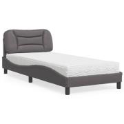vidaXL Bed with Mattress "Hvar" Grey 80x200 cm Faux Leather