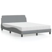 vidaXL Bed with Mattress "Dover" Light Grey 140x200 cm Fabric