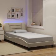 vidaXL Bed Frame with LED without Mattress "Hvar" Cream 100x200 cm Fab...
