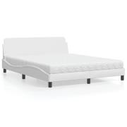vidaXL Bed with Mattress "Dover" White 160x200 cm Faux Leather