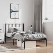 vidaXL Sängram med huvudgavel metall svart 100x190 cm