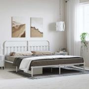 vidaXL Sängram med huvudgavel metall vit 193x203 cm
