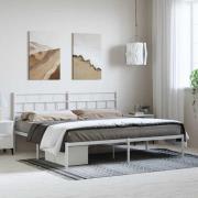 vidaXL Sängram med huvudgavel metall vit 183x213 cm