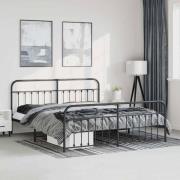 vidaXL Sängram med huvudgavel och fotgavel svart metall 193x203 cm