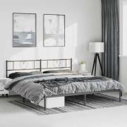 vidaXL Sängram med huvudgavel metall svart 183x213 cm