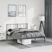 vidaXL Sängram med huvudgavel metall svart 150x200 cm