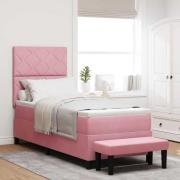 vidaXL Bäddfjäder med huvudgavel Rosa 200 x 80 cm Sammet