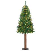 vidaXL Smal julgran med 300 LED-lampor Grön 210 cm PVC och solid furu