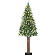 vidaXL Smal julgran med stativ Grön och Vit 180 cm PVC och solid furu