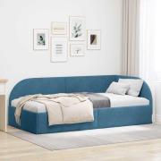 vidaXL Hörn Sängram med huvudgavel Blå 90 cm x 200 cm Sammet