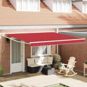 vidaXL Utfällbar markis Röd 400 × 300 cm Polyester