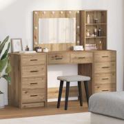 vidaXL Smyckebord med låda 3 pcs Brun 40 x 41 x 135 cm Konstruerat trä