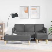 vidaXL Soffset 2 pcs Mörkgrå 173 x 131 x 67 cm tyg
