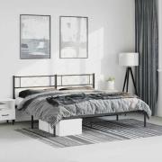 vidaXL Sängram med huvudgavel metall svart 183x213 cm