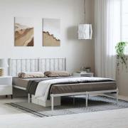 vidaXL Sängram med huvudgavel metall vit 150x200 cm