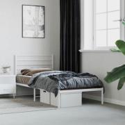 vidaXL Sängram utan madrass med huvudgavel metall vit 75x190 cm