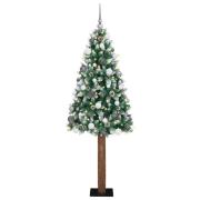 vidaXL Smal julgran med stativ Grön och Vit 180 cm PVC och solid furu