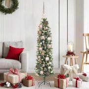 vidaXL Konstgjort smalt julträd Grön 120 cm PVC och Metall och Plast