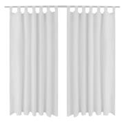 2-pack gardiner med öglor i vit microsatin 140 x 175 cm