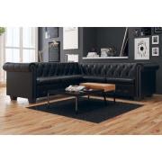 vidaXL Hörnsoffa 5-sitsig Chesterfield konstläder svart