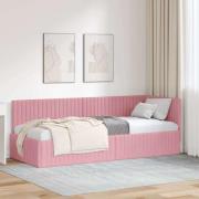 vidaXL Hörn Sängram med huvudgavel Rosa 80 x 200 cm Sammet