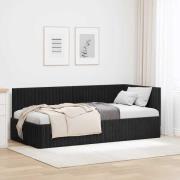 vidaXL Hörn Sängram med huvudgavel Svart 90 cm x 200 cm Sammet