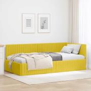 vidaXL Hörn Sängram med huvudgavel Gul 100 cm x 200 cm Sammet