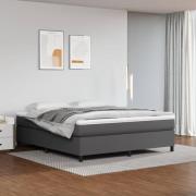 vidaXL Ramsäng med madrass grå 160x200 cm konstläder