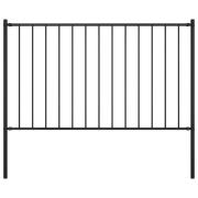vidaXL Staketpanel med stolpar pulverlackerat stål 1,81x0,75 m svart