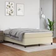 vidaXL Boxspring-sängram gräddvit 140x190 cm konstläder