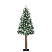 vidaXL Smal julgran med stativ Grön och Vit 180 cm PVC och solid furu