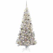 vidaXL Julgran med 300 LED-lampor med stativ Silver 180 cm PET