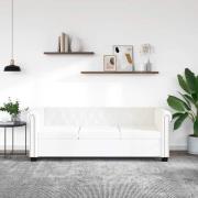 vidaXL Chesterfield 3-sits konstläder vit