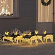 vidaXL LED Renar 6 pcs Guld tyg
