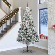 vidaXL Julgran med dekorativa strängljus Vit 300 cm PVC