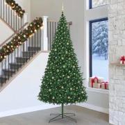 vidaXL Julgran med dekorativa strängljus Grön 400 cm PVC