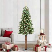 vidaXL Smal julgran med 300 LED-lampor Grön 210 cm PVC och solid furu