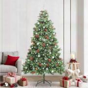 vidaXL Konstgjord julgran med LED -remsljus Grön 240 cm PVC och metall