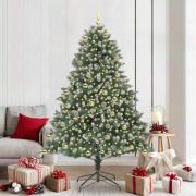 vidaXL Konstgjord julgran med 300 LED-lampor Grön 140 x 140 x 210 cm