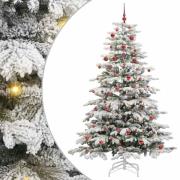 vidaXL Plast Hingad Julgran med LED -remsljus Vit 210 cm PE och PVC