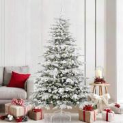 vidaXL Plast Hingad Julgran med LED -remsljus Vit 210 cm PE och PVC