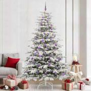 vidaXL Plast Hingad Julgran med LED -remsljus Vit 240 cm PE och PVC