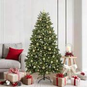 vidaXL Konstgjord julgran med LED -remsljus Grön 180 cm PVC och metall