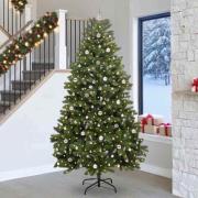 vidaXL Konstgjord julgran med LED -remsljus Grön 270 cm PVC och metall