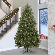 vidaXL Konstgjord julgran med LED -remsljus Grön 300 cm PVC och metall